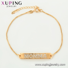 75124 joyas de Xuping diseño de interiores joyas de lujo grabada letras cadenas de oro pulsera